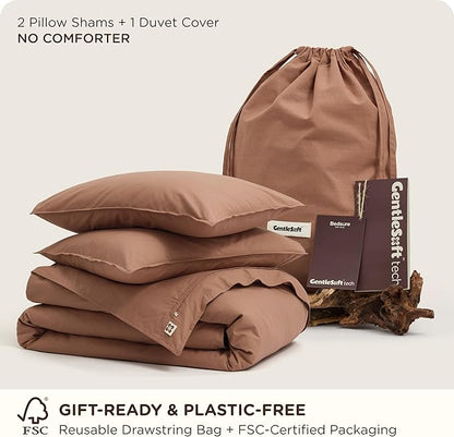 Bedsure Cotton Duvet Cover Queen - Luxury Slub Weave 100% Cotton Duvet Cover with a Linen Like Textured, Easy Change Durable Bedding, Mocha Mousse, 90" x 90"