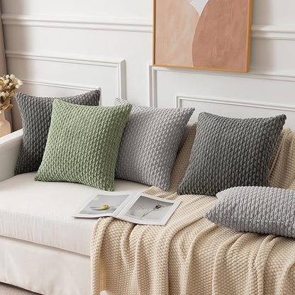 Kevin Textile 14x22 Inch Pillow Cover 1 Pack Boho Decorative Soft Striped Corduroy Lumbar Farmhouse Accent Rectangle Cushion Case for Living Room Couch Sofa Bed, Dark Grey