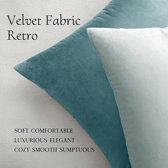 MIULEE Velvet Throw Pillow Covers 20x20 Inch, Pack of 2 - Baby Blue, Soft Solid Decorative Pillow Covers Cushion Cases Modern Luxury Home Decor for Spring Couch Sofa Bedroom Livingroom