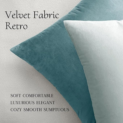 MIULEE Velvet Throw Pillow Covers 18x18 Inch, Pack of 2 - Baby Blue, Soft Solid Decorative Pillow Covers Cushion Cases Modern Luxury Home Decor for Spring Couch Sofa Bedroom Livingroom