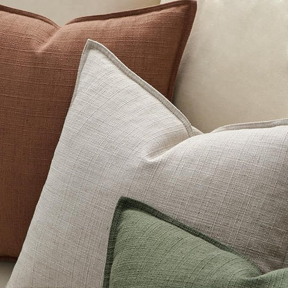 MIULEE Pack of 2 Thick Textured Couch Throw Pillow Covers, Natural Linen Decorative Pillow Covers 20x20, Neutral Cushion Cases for Sofa Bed Living Room Modern Farmhouse Home Decor, No Filling