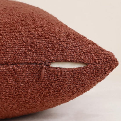 Jeneoo Rust Decorative Square Thick Throw Pillow Covers Fine Textured Boucle Terracotta Couch Cushion Cases for Livingroom Sofa Decor, Set of 2, 18 x 18 Inch
