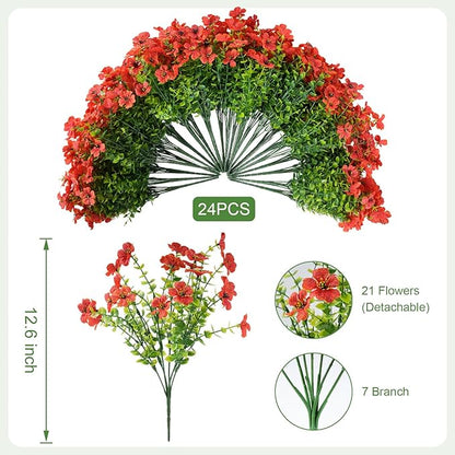 Artificial Fall Flowers for Outdoor Indoor Realistic Faux Flower Garden Home Decoration, Hanging Autumn Fall Decor Daisy with Eucalyptus Leaves Fake Plants Greenery Porch Patio Front Door Decors