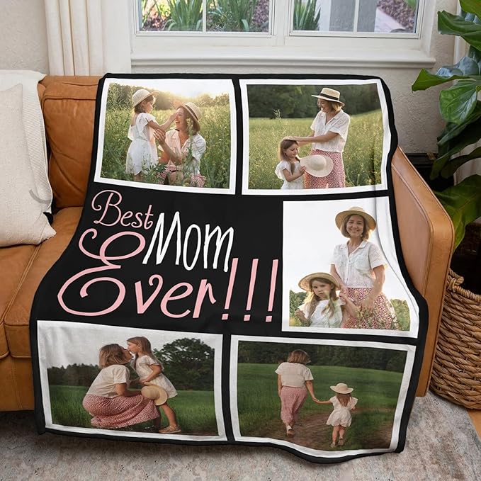 Gifts for mom Personalized Gifts from Daughter Custom Blankets with Photos and Text Multiple Colors Sizes Soft Flannel Gifts for Women Birthday Gifts for Mom