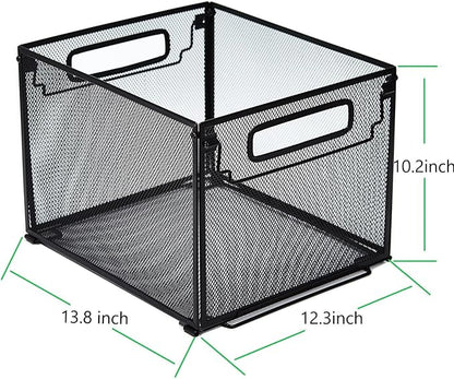 SETTFRFE 2 Pack File Organizer,Metal File Crates for Hanging Folders,Hanging Folder Organizer,Letter Size, Black
