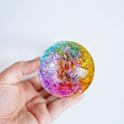 ZEERSHEE 60mm Colorful Ice Cracked Crystal Ball with Stand Decorative Glass Ball Paperweight for Home Wedding Office Christmas Decor