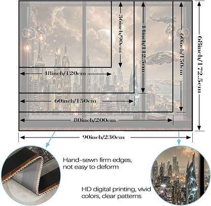 Lifeel Cyberpunk City Tapestry, Future Skyline Aesthetic Window Tapestries for Home Decor Game Room Bedroom Living Room, 36x48 inches