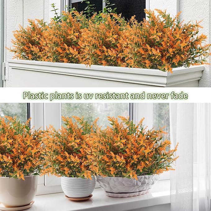RECUTMS Fall Decoration for Home, Artificial Flowers for Outdoors Artificial Fall Flowers for Outdoors UV Resistant Artificial Plants Outdoor Artificial Flowers for Outdoors in Pots(Salmon)