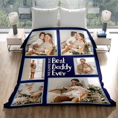 Fathers Day Personalized Gifts from Daughter Custom Blankets with Photos and Text Multiple Colors Sizes Soft Flannel Gifts for Men Birthday Gifts for Dad