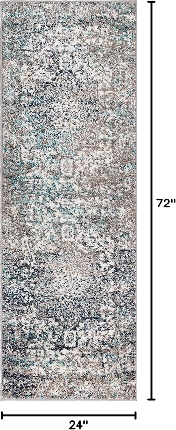 Rugs.com Arlington Collection Rug – 6 Ft Runner Grey Medium-Pile Rug Perfect for Hallways, Entryways