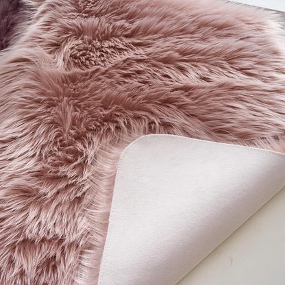 EasyJoy Ultra Soft Fluffy Shaggy Area Rug Faux Fur Rug Chair Cover Seat Pad Fuzzy Area Rug for Bedroom Floor Sofa Living Room (2 x 3 ft Sheepskin, Pink)