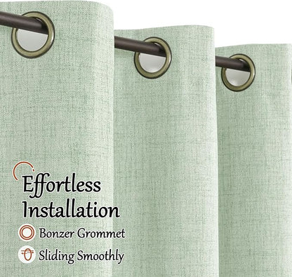 Lajode Sage Green Blackout Curtains for Bedroom - Linen Curtains 72 Inch Length Thermal Insulated Privacy Burlap Boho Window Drapes for Living Room Scandi Farmhouse Dining, 2 Panels, Each 52" Wide