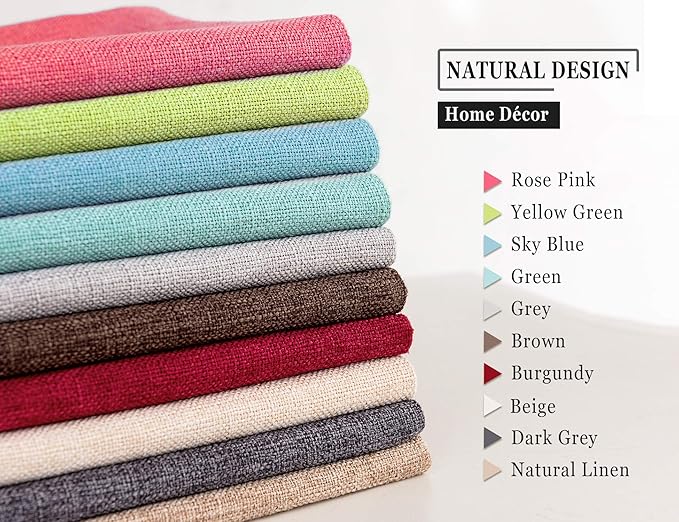 Stellhome Linen Throw Pillow Covers Square Solid Farmhouse Burlap Cushion Covers for Bed Couch Sofa Bench, 18 x 18 inch (45 cm), Natural Linen, Set of 2