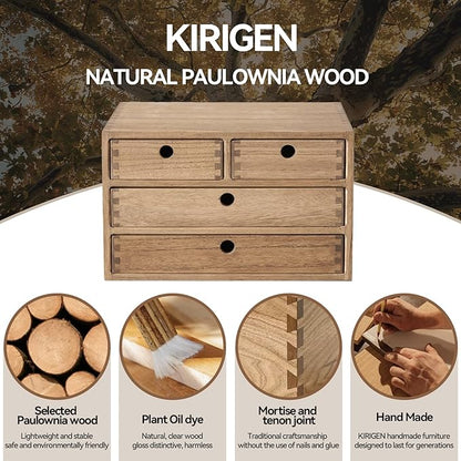 Kirigen Wood Desktop Storage Cabinet/Workspace Document Office necessity Organizer with 4 Drawers/Home,office Letter Mail Sorter with 3 levels/Hold Makeup Box (BR, 3-layer &4 drawers) Dark brown
