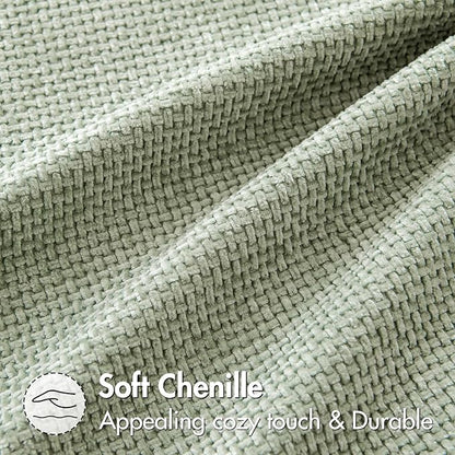 MIULEE Pack of 2 Couch Throw Pillow Covers 18x18 Inch Light Green Modern Boho Accent Decorative Pillow Covers Soft Chenille Farmhouse Cushion Covers for Home Decor Bed Sofa Living Room