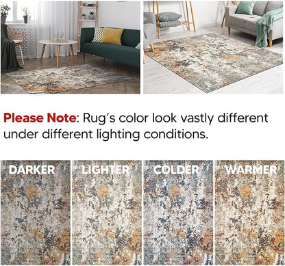 Keen Home Design Area Rugs - 2x14 Non-Shedding, Abstract Rugs for Kitchen, Living Room, Bedroom, Dining Room, Entryway - Size: 2'8" x 14', Multi