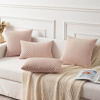 Kevin Textile 2 Packs Light Pink 26x26 Pillow Covers Euro Pillow Covers with Stripe Pattern Big Throw Pillow Covers for Valentines Day Gifts Couch Bedroom 66x66 cm