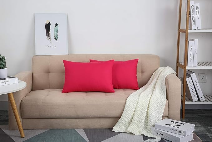 TangDepot Cotton Solid Throw Pillow Covers, 12" x 18" , Watermelon Red, 1 Count (Pack of 1)