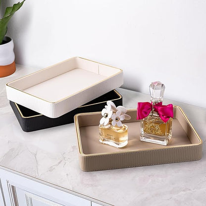 Perfume Tray Valet Tray Night Stand Organizer| Perfume Organizer Catchall Perfume Trays for Dresser Vanity Tray for Dresser| Perfume Holder (Beige 8"x11"x1.75")