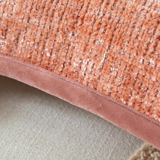 Yaertun Pack of 2 Chenille Textured Decorative Throw Pillow Covers Accent Solid Cushion Cover Soft Cozy Pillow Case with Velvet Back for Couch Sofa Bed Living Room 20x20 Inch Pink