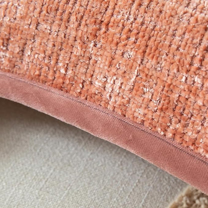 Yaertun Pack of 2 Chenille Textured Decorative Throw Pillow Covers Accent Solid Cushion Cover Soft Cozy Pillow Case with Velvet Back for Couch Sofa Bed Living Room 20x20 Inch Pink