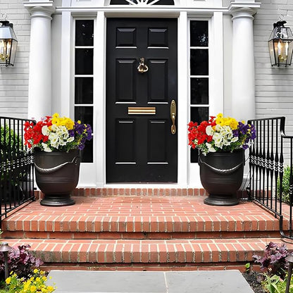 Artificial Silk Flowers for Outdoor Decoration,12 Bundles Faux Flowers Colorful Morning Glory with Eucalyptus Fake Plants Greenery UV Resistant for Outside Front Door Planter Porch Patio Yard