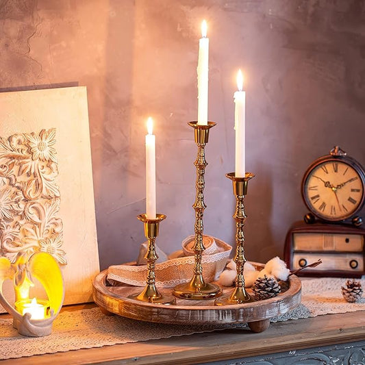Brass Candlestick Holders Vintage: Tall Gold Taper Candle Holder Set of 30 Antique Candle Stick Holders for Christmas Wedding Centerpieve Living Room Mantle Home Decor Bridal Shower