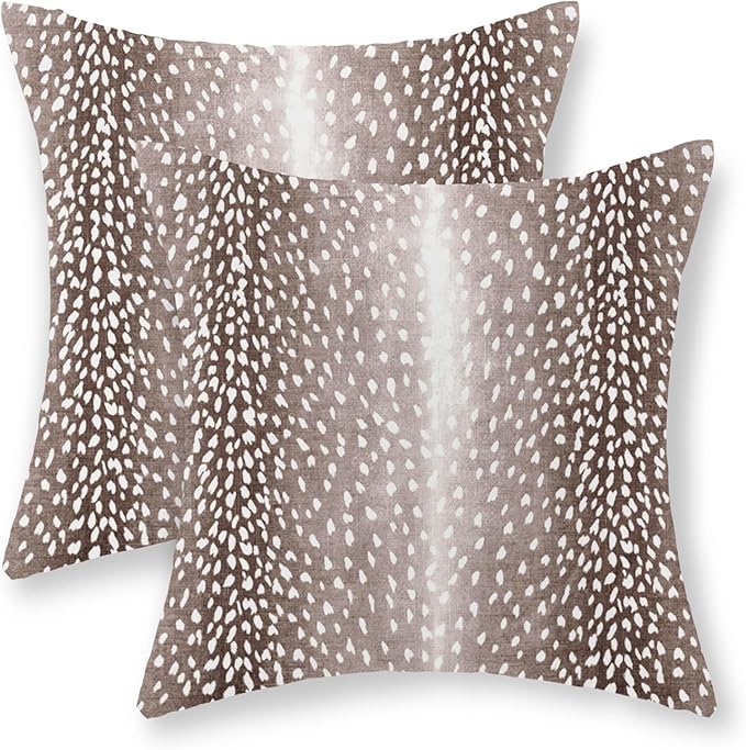 Antelope Pillow Covers 18x18 Inch Set of 2 Animal Print Pillow Cases Brown Throw Pillows Boho Modern Decorative Pillows Outdoor Farmhouse Soft Cotton Cushion Covers Decor for Home Sofa Decor