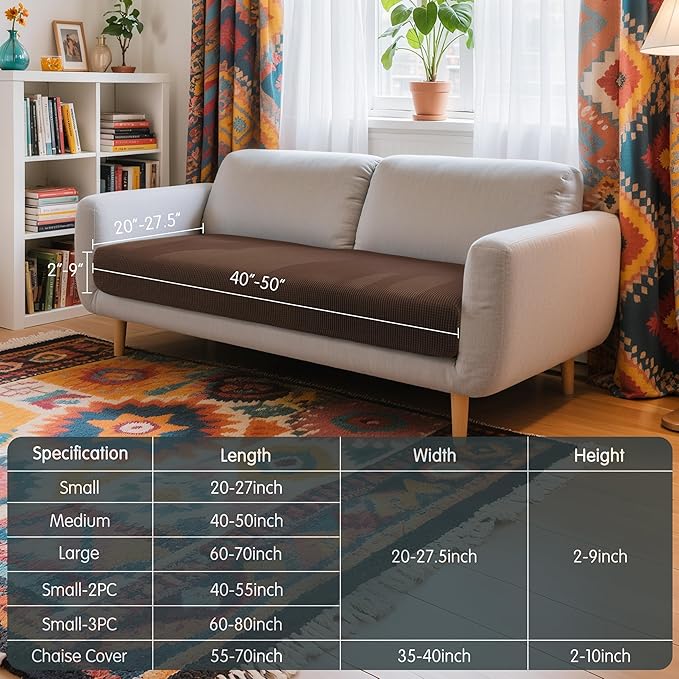 Hokway Couch Cushion Covers Stretch Cushion Covers Sofa Seat Cushion Slipcover Cushion Protector(Chocolate, Medium)