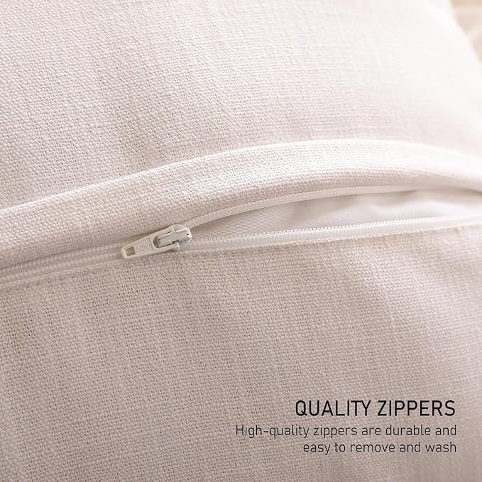 ISAENNE Classic White Round Throw Pillow Cover Diameter 16", Solid Color Cottage Linen Cotton Decoration Pillow Cover with Ruffles, Sturdy Throw Pillow Case for Couch Sofa Bed Living Room
