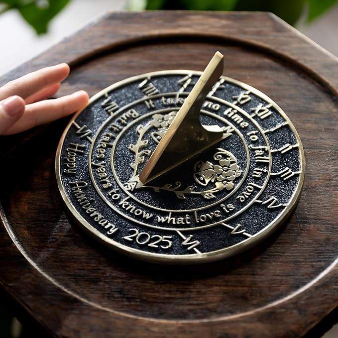 The Metal Foundry Personalized Sundial ‘What Love is’ - Heavy Duty Recycled Brass Home Decor Or Garden Present Idea Made in The UK for Parents, Grandparents, Friends, Couples