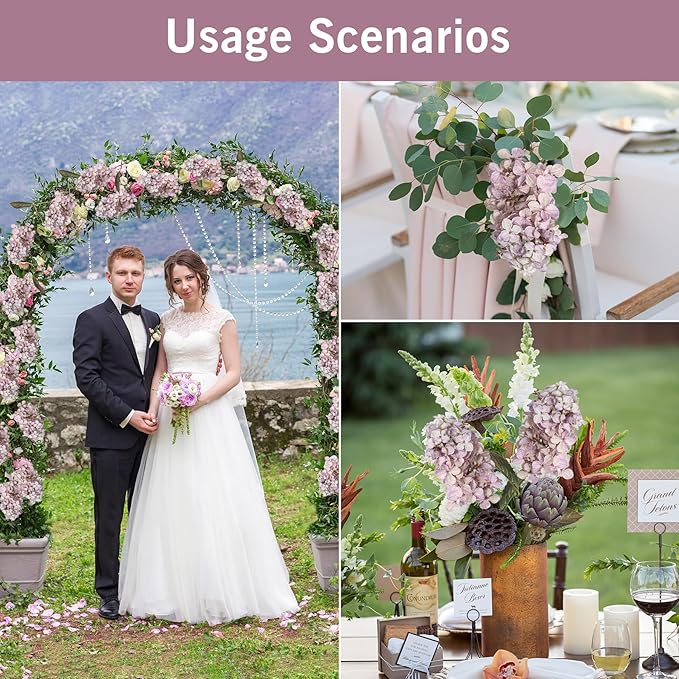 Fake Hydrangea Silk Flowers with Stems,Faux Hydrangea Artificial Flowers Purple for Home Wedding,Dried Hydrangea Artificial Flowers Bouquet Vase Decor 24"（Light Purple ） 8pcs No Vase