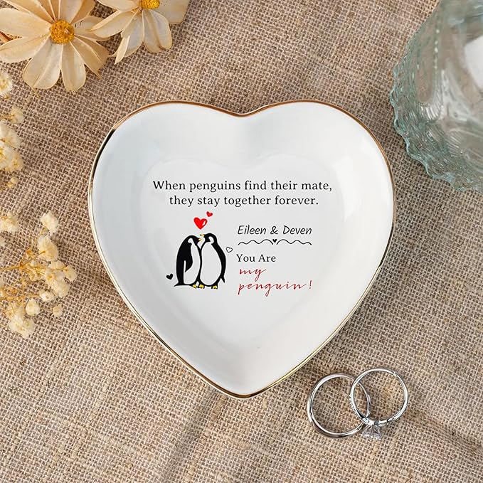 Valentines Day Gifts for Her Personalized Trinket Dish for Women Ceramic Jewelry Tray Romantic Gifts for Her I Love You Gifts Anniversary Birthday Valentines Gifts for Wife Girlfriend