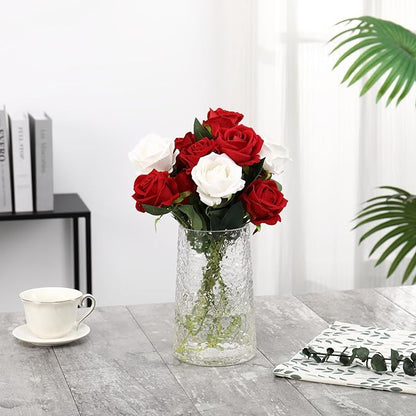 Clear Glass Vase, Flower Vases for Bouquet, Modern Glass Vase for Flowers, Large Vases for Living Room, Bedroom, Kitchen, Office, Wedding, Dining Table, 8 Inches