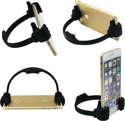 Honsky Cell Phone Tablet Stands (Pack of 5) Thumbs-up Cellphone Holder, Tablet Display Stand, Mobile Smartphone Mount Cradle for Desk Desktop - Universal, Multi-Angle, Cute, Black