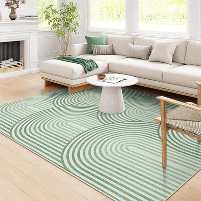 Moynesa Machine Washable 6x9 Area Rugs for Living Room, Ultra-Thin Soft Boho Abstract Bedroom Rug Non Slip, Mid Century Modern Green Large Indoor Carpet for Office Classroom Playroom
