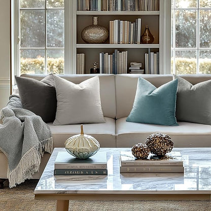 MIULEE Velvet Throw Pillow Covers 22x22 Inch, Pack of 2 - Dark Grey, Soft Solid Decorative Pillow Covers Cushion Cases Modern Luxury Home Decor for Couch Sofa Bedroom Livingroom