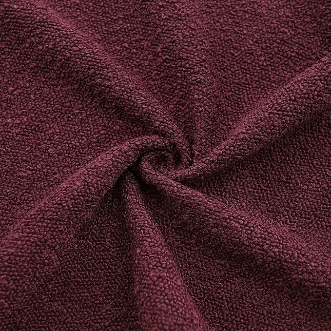 Boucle Decorative Throw Pillow Covers for Couch Set of 2, 20x20 inches, Burgundy