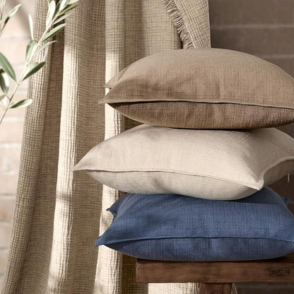 MIULEE Euro Sham Pillow Covers for Bed 24x24, 2 Pack Navy Blue Thick & Textured Decorative Throw Pillow Covers, Neutral Linen Cushion Cases, Modern Farmhouse Home Decor, No Filling