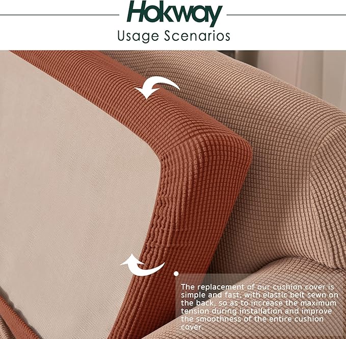 Hokway Couch Cushion Covers Stretch Cushion Covers Sofa Seat Cushion Slipcover Cushion Protector(Brick, Medium)