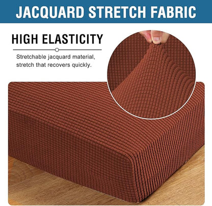 H.VERSAILTEX Super Stretch Individual Seat, Sofa Covers Couch, Cushion Covers Slipcover Sets Thick Jacquard Textured Twill Fabric (2 Piece Large Sofa Cushion Covers, Rust)