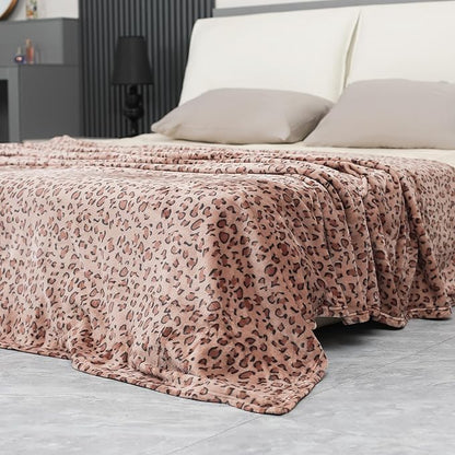 Viviland Fleece Blanket Twin Size Cheetah Print - 280GSM Lightweight Soft Fuzzy Cozy Plush Throw Blanket for Couch, Bed, Sofa, Travel, Camping, 60x80 inches