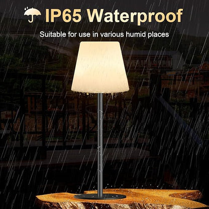 Solar Table Lamp Rechargeable Outdoor Solar Lamps with Light Sensor,Battery Operated Outdoor Lamps for Patio Waterproof,Dimmable Warm White and RGB LED Patio Lamp for Outside Terrace.
