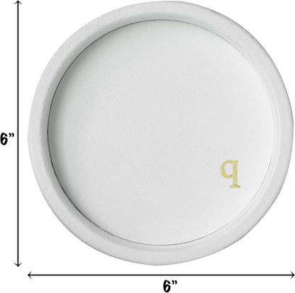 COLLECTIVE HOME - Velvet Jewelry Tray, 6" Monogrammed Jewelry Dish, Smooth Velour Display Dish for Rings, Earrings, Necklaces, Makeup, Personalized Gifts for Women (White-q)
