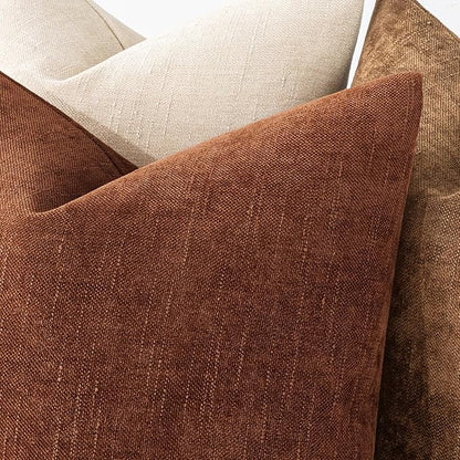 MIULEE Pack of 2 Decorative Throw Pillow Covers Soft Chenille Throw Pillows Solid Textured Cushion Covers for Couch Sofa Bedroom Living Room 20x20 Inch, Dark Rust