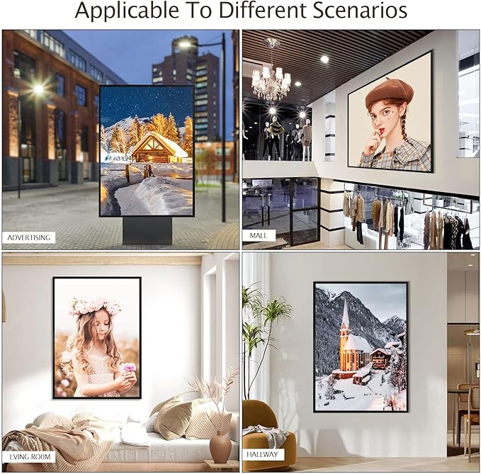 20x28 Inch Poster Frame, Plexiglass, Set of 2, Black Snap Frames, Front-loading Frame, Coating Aluminum Profile, Display Horizontally & Vertically