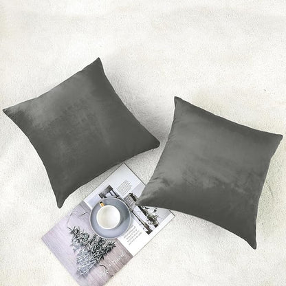 NiNi ALL Decorative Throw Pillow Covers Velvet 28x28 Inch Pack of 2 Dark Grey Cushion Pillows Cover Soft for Couch Sofa Bedroom Living Room Outdoor