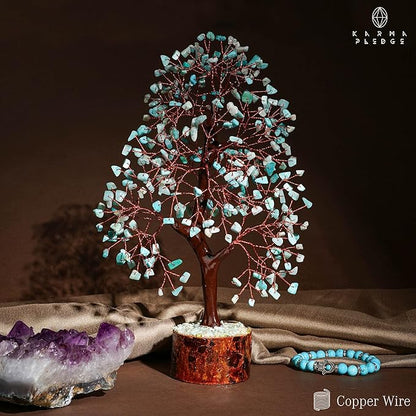 Crystal Tree of Life Amazonite Healing Crystal Trees for Home & Office Decoration, Handmade Crystal Money Bonsai Trees for Positive Energy, Good Luck, Christmas Decor, Birthday Gifts for Women, Mom