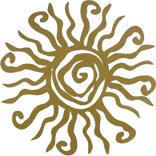 Riverside Designs Wacky Sun Metal Wall Art Indoor/Outdoor Decor - 18" Gold Rust Proof Wall Sculpture - Made in USA - Ideal for Bedroom, Garden, Home, Patio and Farmhouse