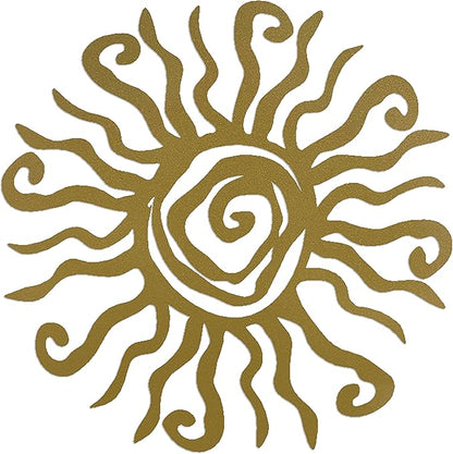 Riverside Designs Wacky Sun Metal Wall Art Indoor/Outdoor Decor - 36" Gold Rust Proof Wall Sculpture - Made in USA - Ideal for Bedroom, Garden, Home, Patio and Farmhouse